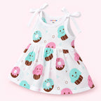Cotton Muslin Knot Baby Frock - Sugar Rush Print | New Born