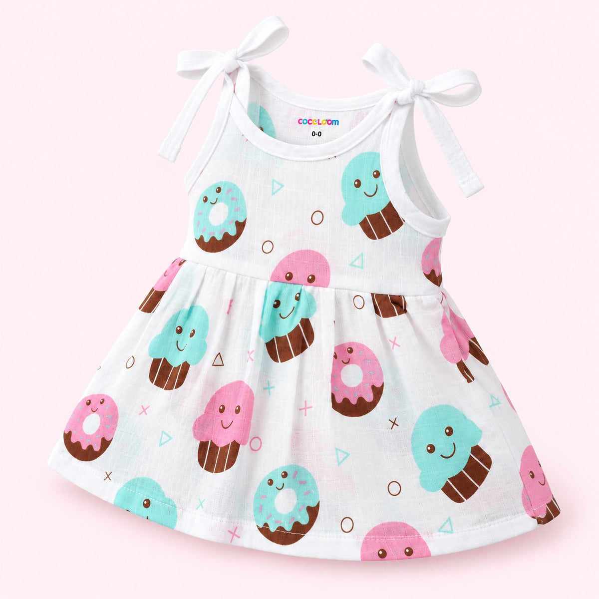 Cotton Muslin Knot Baby Frock - Sugar Rush Print | New Born