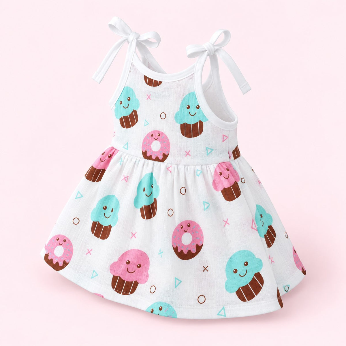 Cotton Muslin Knot Baby Frock - Sugar Rush Print | New Born