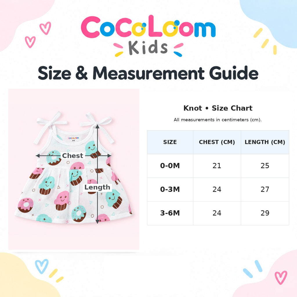 Cotton Muslin Knot Baby Frock - Sugar Rush Print | New Born