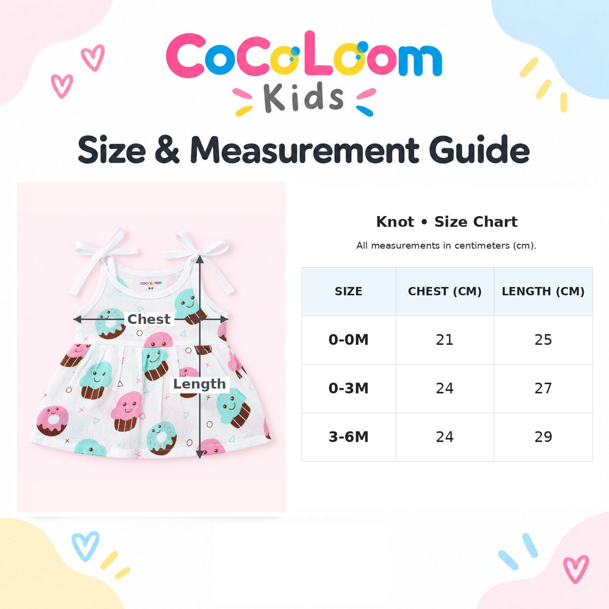 Cotton Muslin Knot Baby Frock - Sugar Rush Print | New Born