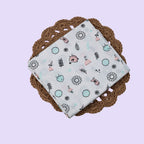Little Chirps Baby Thottil (Jhula) in white with mosquito net printed with floral and bird pattern