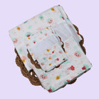 Little Veggies Baby Thottil (Jhula) in white printed with colour veggies pattern
