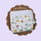 Smiley Balloons Baby Thottil (Jhula) in white with mosquito net printed with colorful balloon pattern