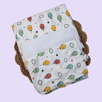 Smiley Balloons Baby Thottil (Jhula) in white with mosquito net printed with colorful balloon pattern
