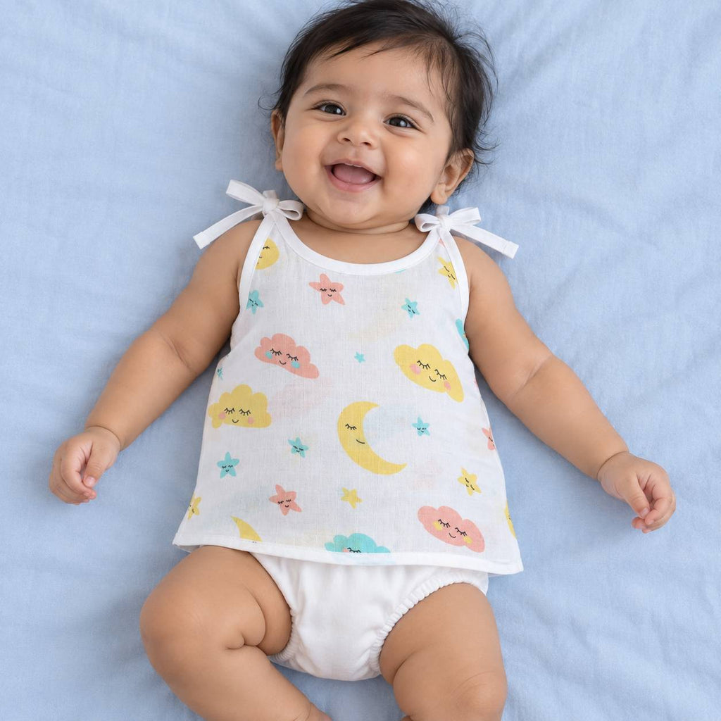 Cotton Muslin Knot Baby Jabla - Twinkle Sky Print | New Born
