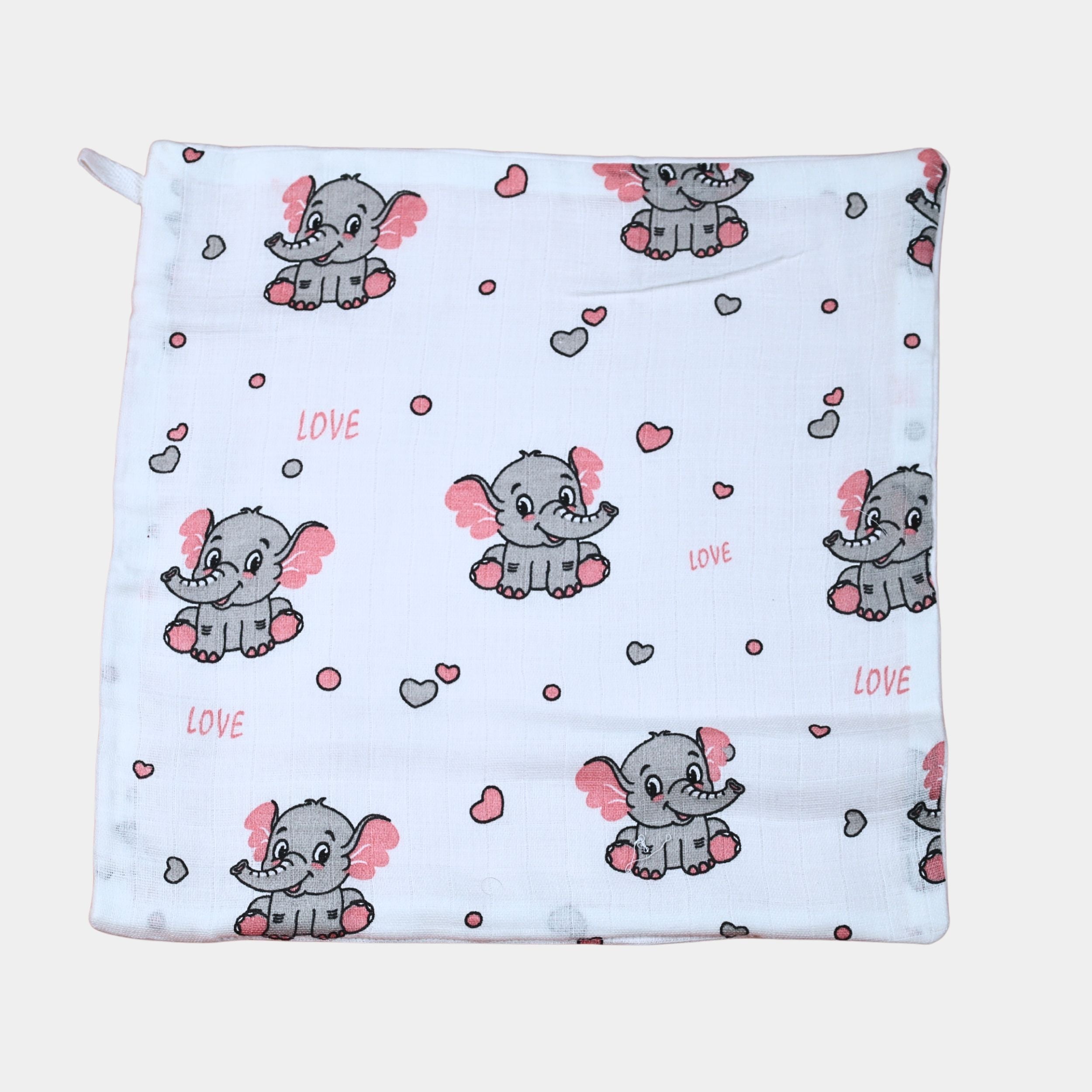 Baby Elly Baby Wipes in white printed with elephant pattern