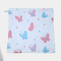 Butterfly Blush baby wipe in white printed with pastel butterfly motifs in soft pink and blue tones.
