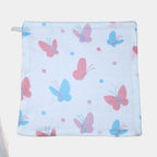 Butterfly Blush baby wipe in white printed with pastel butterfly motifs in soft pink and blue tones.