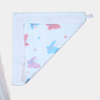 Butterfly Blush baby wipe in white printed with pastel butterfly motifs in soft pink and blue tones.