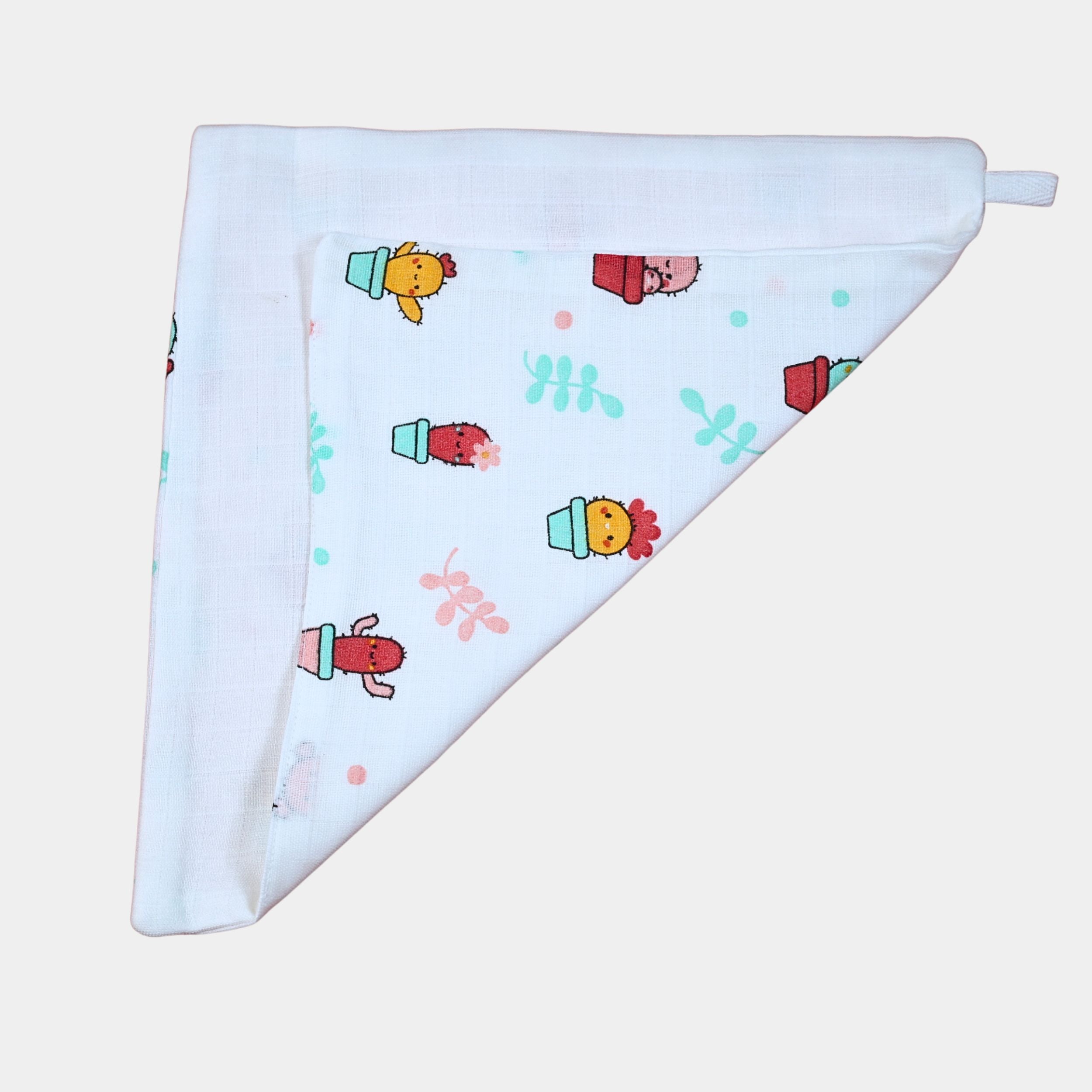 Little Cactus Baby wipe in white printed with colourful cactus plants pattern